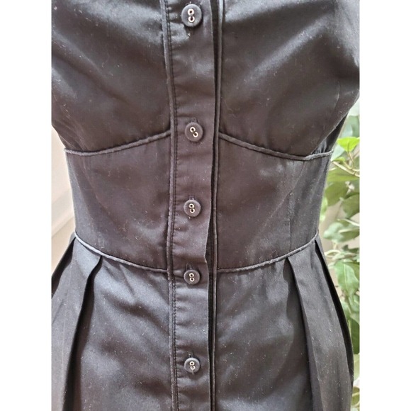 Nanette Lepore Women Black Solid Collared Sleeveless Casual Knee Length Dress 6 - Picture 3 of 9